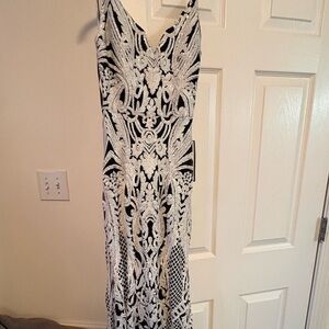 B Darlin Black and White Maxi Dress